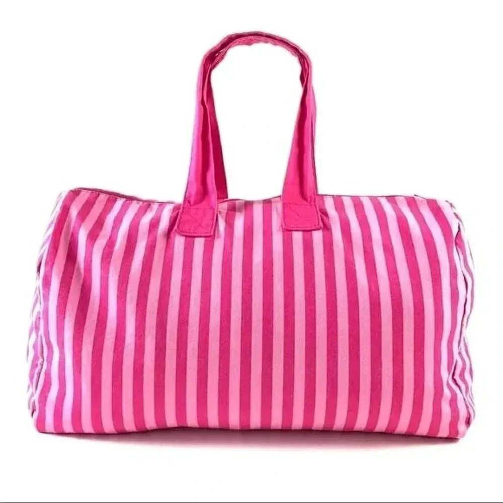 Victoria’s Secret Icon Pink Stripe Weekender Large Duffle Bag - Picture 3 of 12